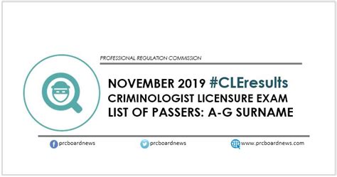 CLE Result: November 2019 Criminology board .